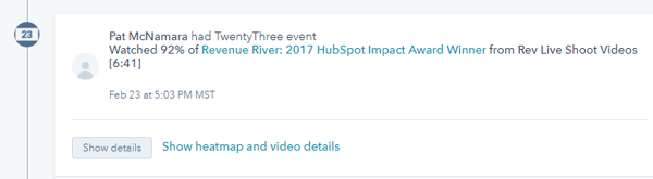 TwentyThree's HubSpot integration